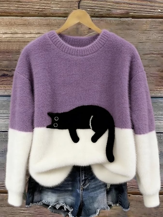 Belinda | Cat Print Oversized Sweater