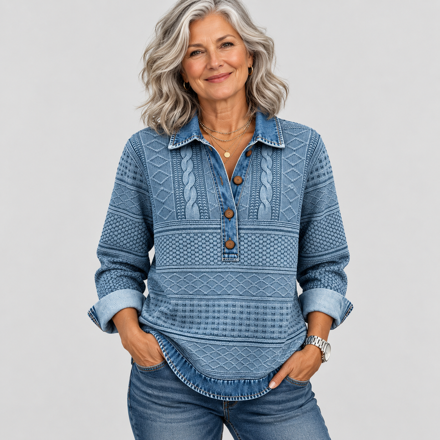 Azalea | Vintage Cable Knit Collared Sweater
