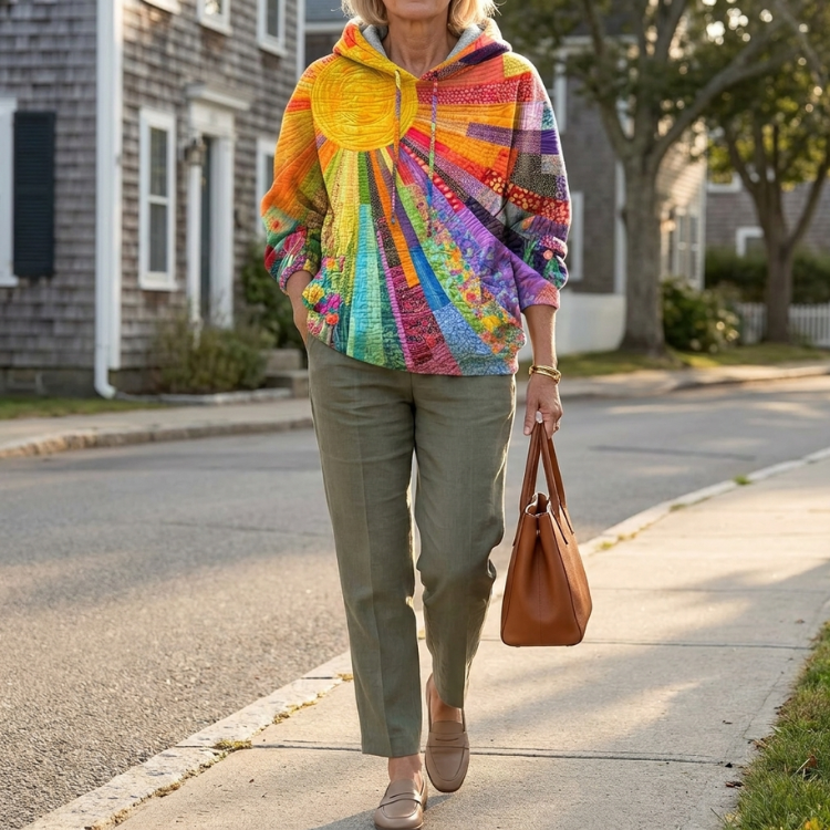 Clémentine | Quilted Patchwork Sunburst Hoodie