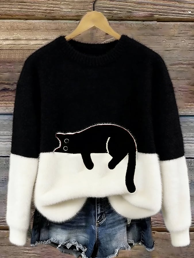 Belinda | Cat Print Oversized Sweater
