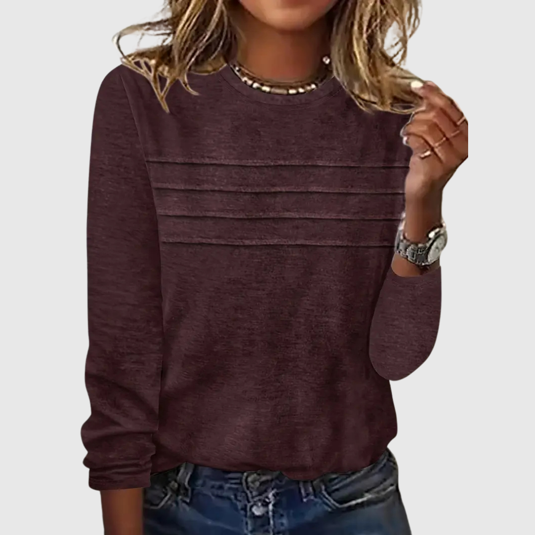 Fenira | Casual Round Neck Long Sleeve Top