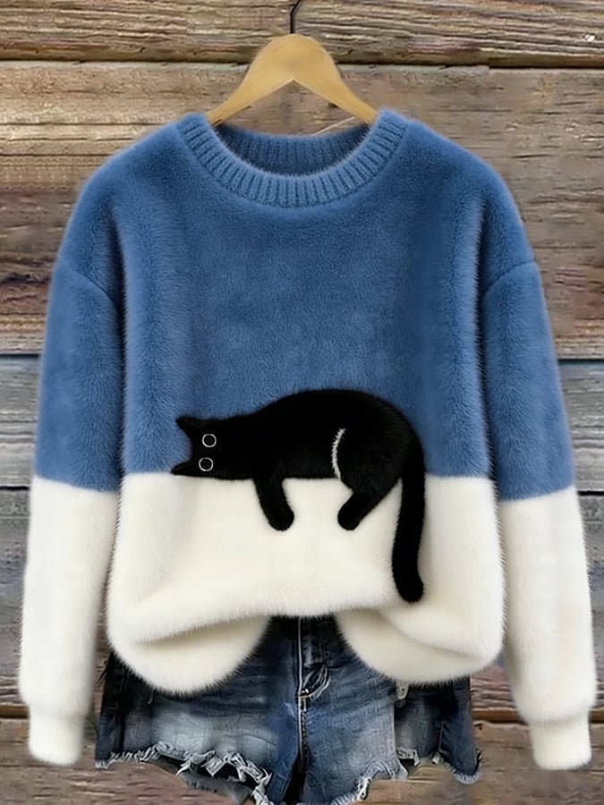 Belinda | Cat Print Oversized Sweater