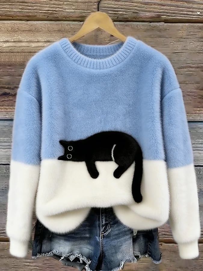 Belinda | Cat Print Oversized Sweater