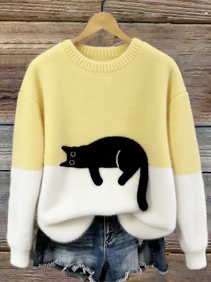 Belinda | Cat Print Oversized Sweater