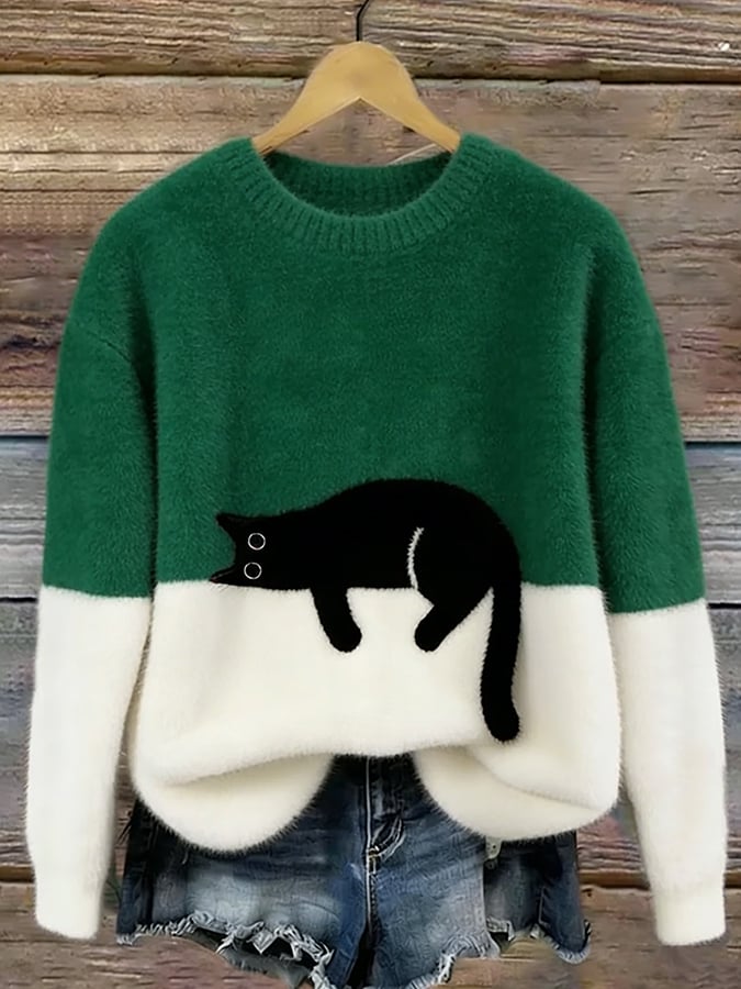 Belinda | Cat Print Oversized Sweater