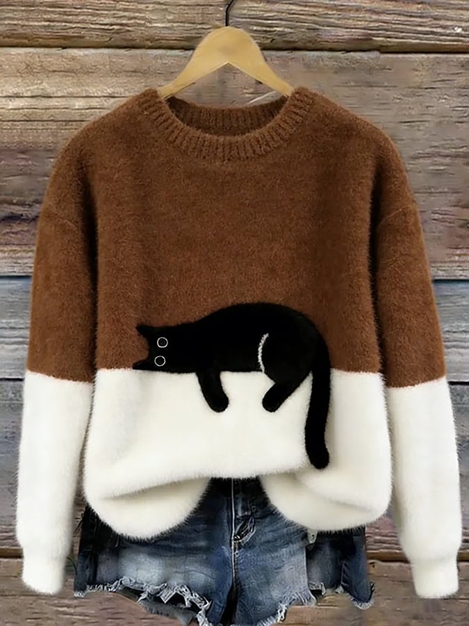 Belinda | Cat Print Oversized Sweater