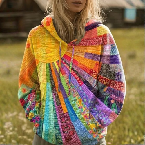 Clémentine | Quilted Patchwork Sunburst Hoodie