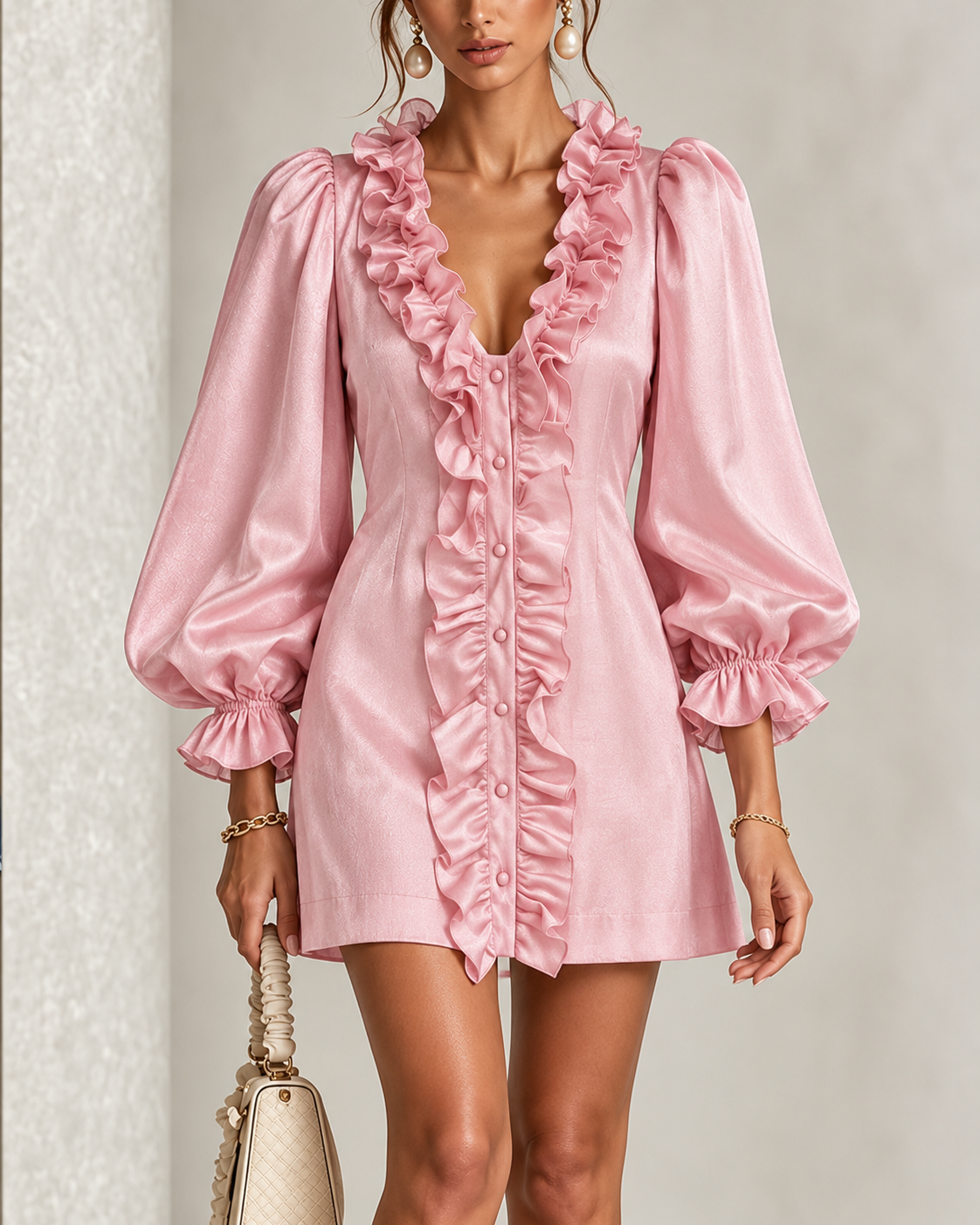 Emery | Elegant Ruffle Detail Mini Dress