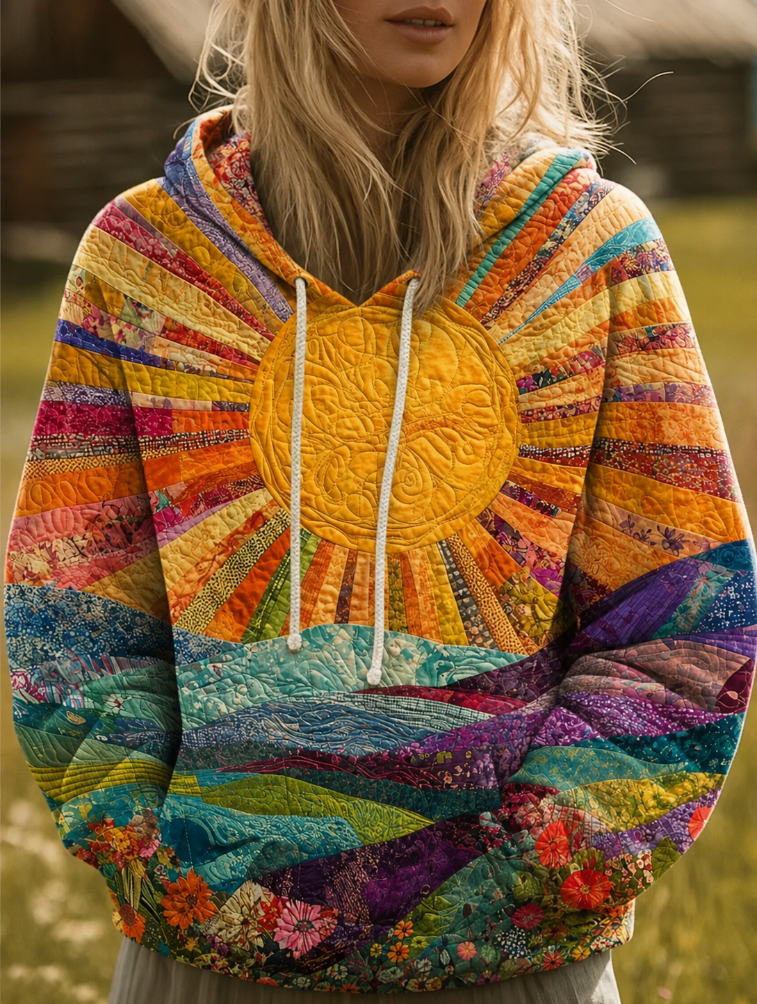 Solène | Floral Sunburst Hoodie