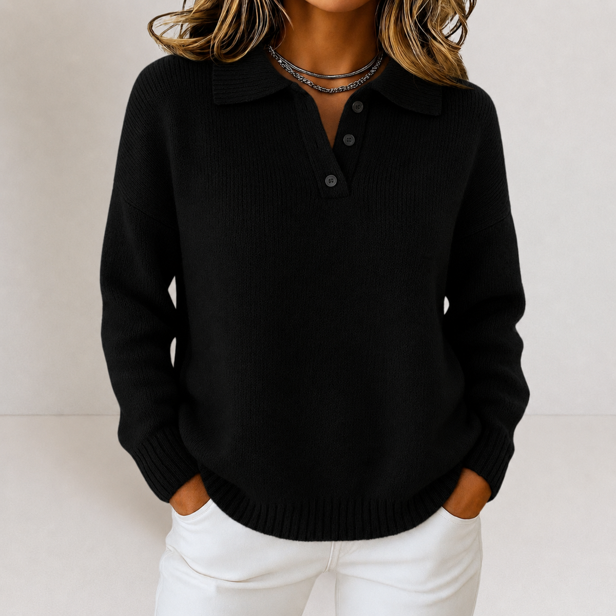 Marielle | Knit Sweater with Polo Collar