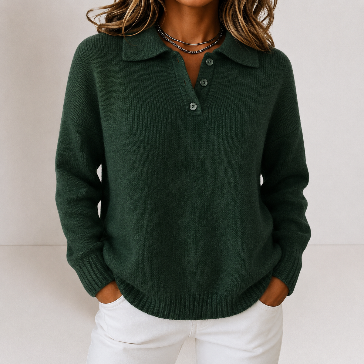 Marielle | Knit Sweater with Polo Collar