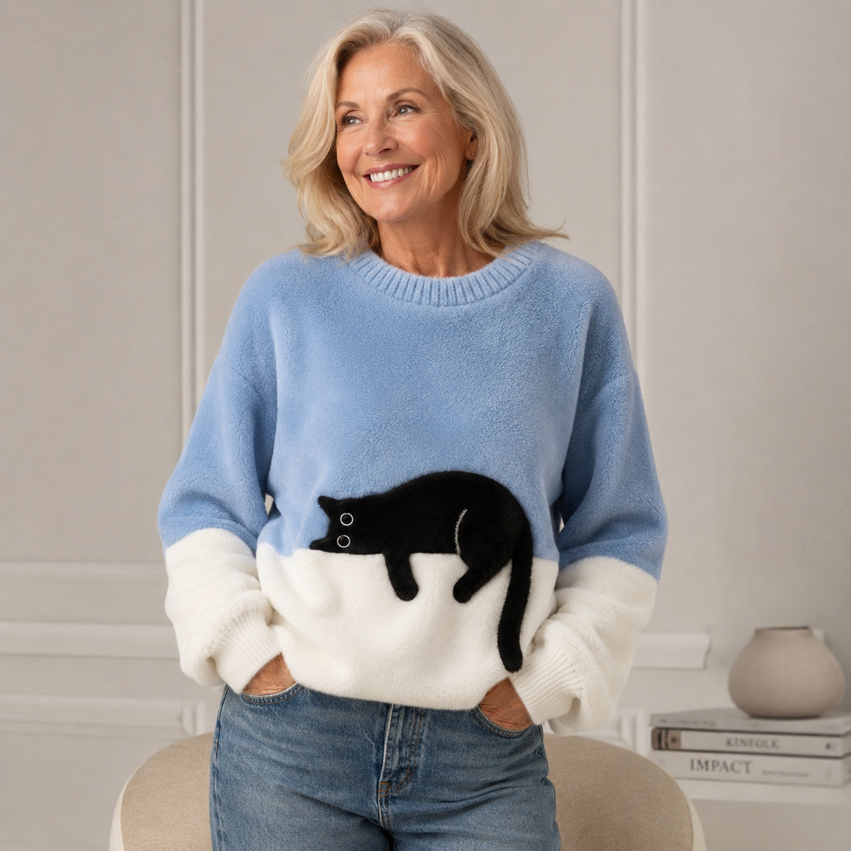 Belinda | Cat Print Oversized Sweater