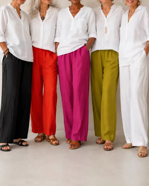 Amalia | Flowing Cotton-Linen Trousers