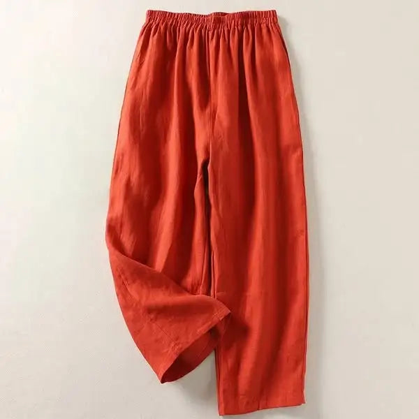 Amalia | Flowing Cotton-Linen Trousers