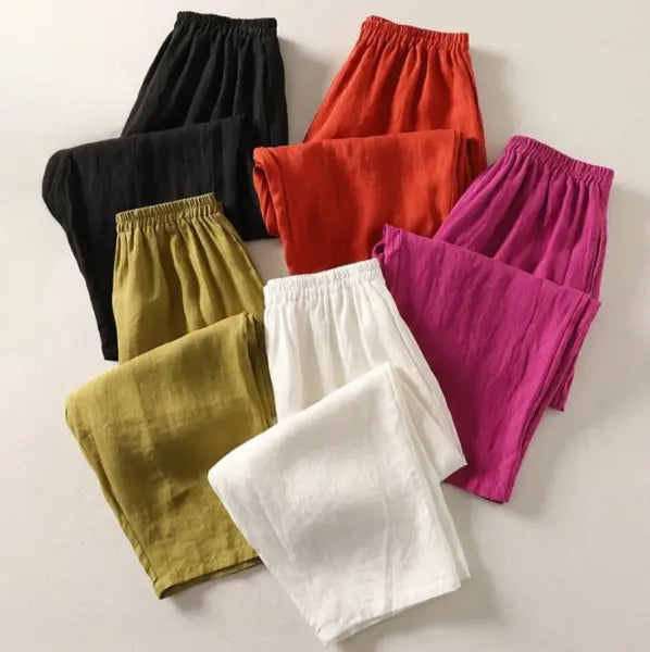 Amalia | Flowing Cotton-Linen Trousers