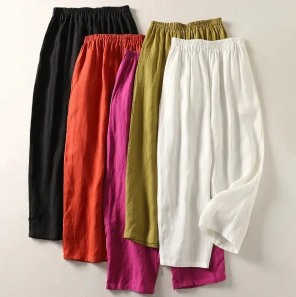 Amalia | Flowing Cotton-Linen Trousers