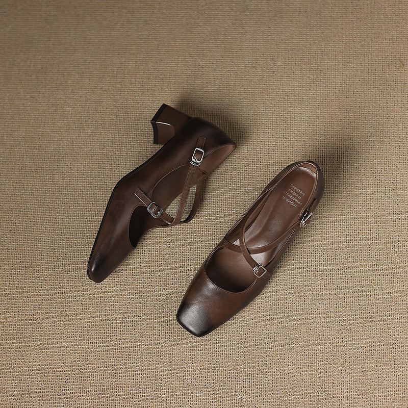 Marvane Leather Kitten Heels