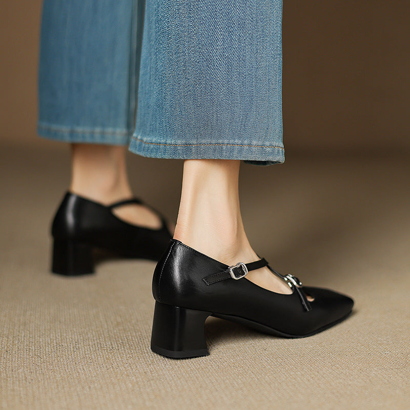Marvane Leather Kitten Heels