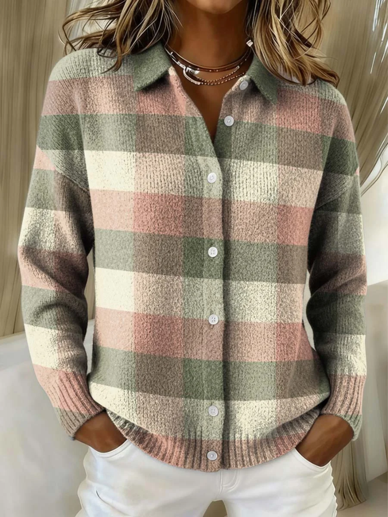 Noelia™ - Checkered Hoodie Blouse
