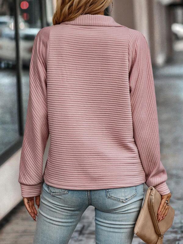 Louisa | Ribbed Half-Zip Sweatshirt
