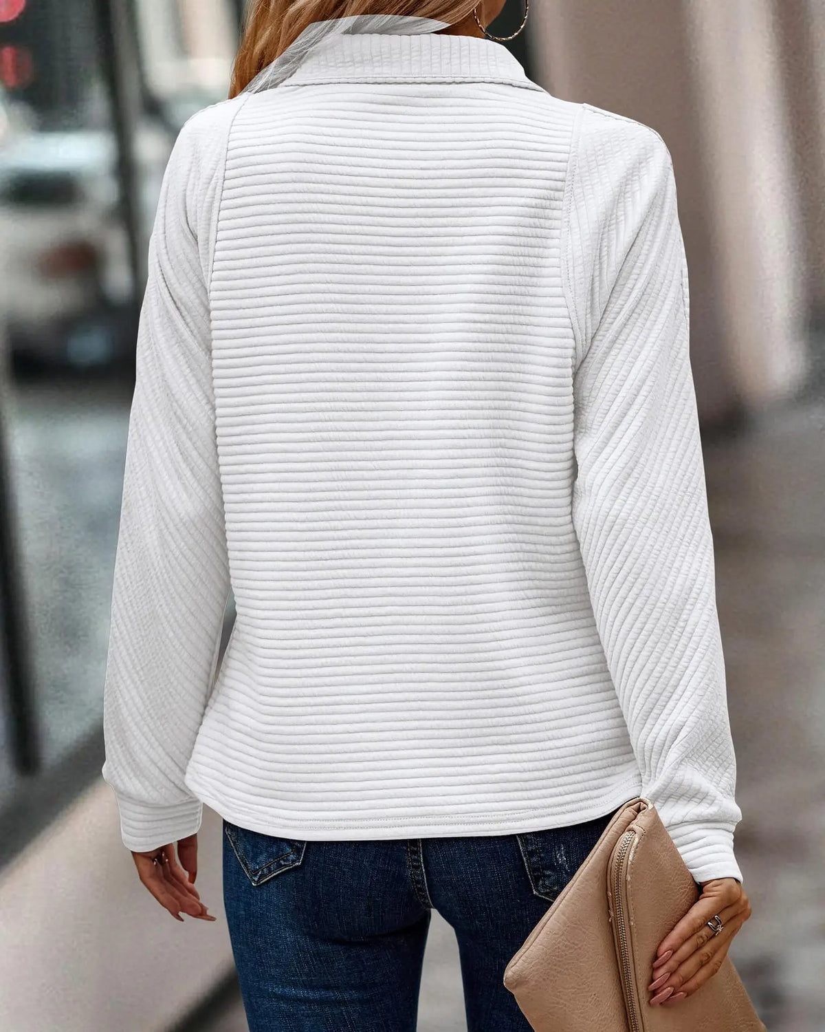 Louisa | Ribbed Half-Zip Sweatshirt