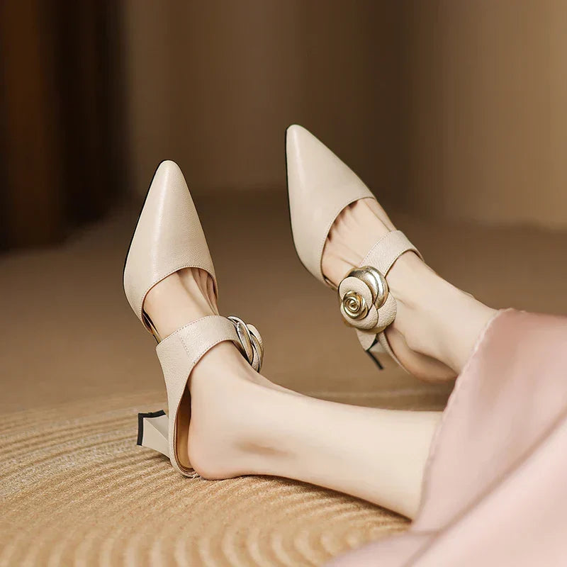 Garnet Genuine Leather Heels