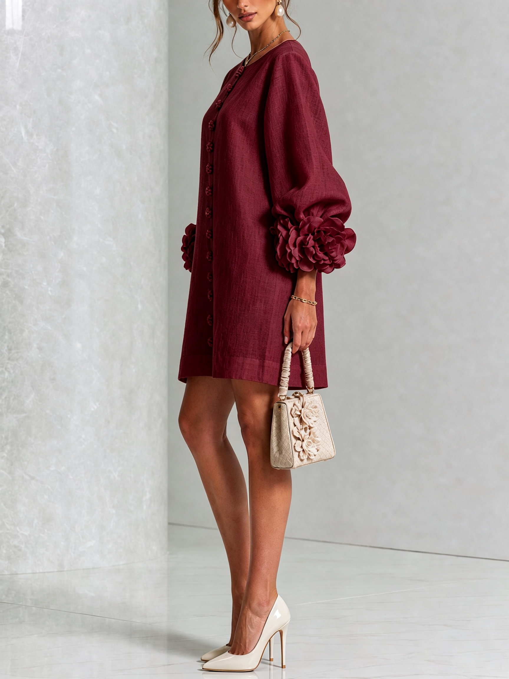 Coral London | Amelia Floral Statement Sleeve Mini Dress
