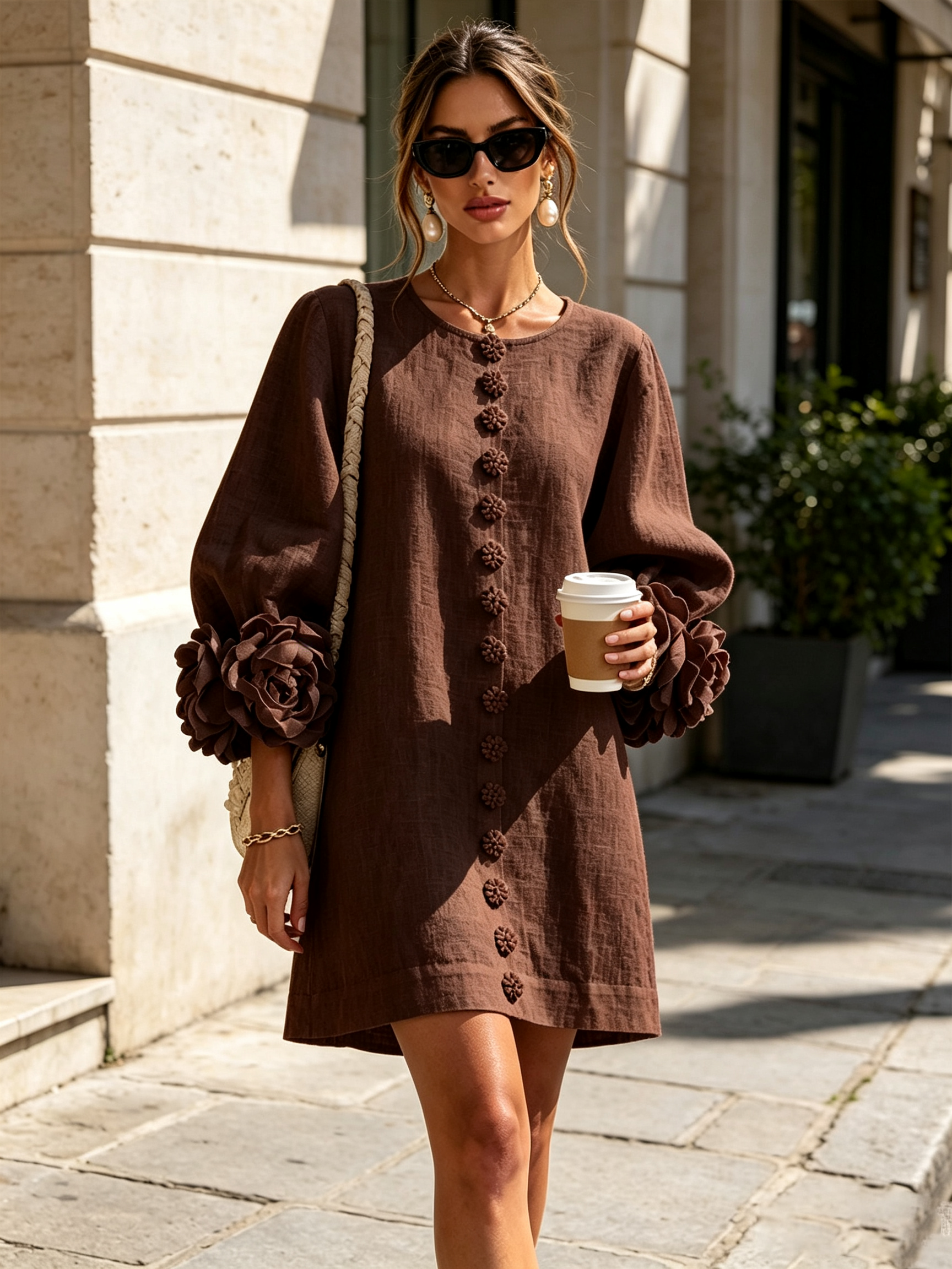 Coral London | Amelia Floral Statement Sleeve Mini Dress