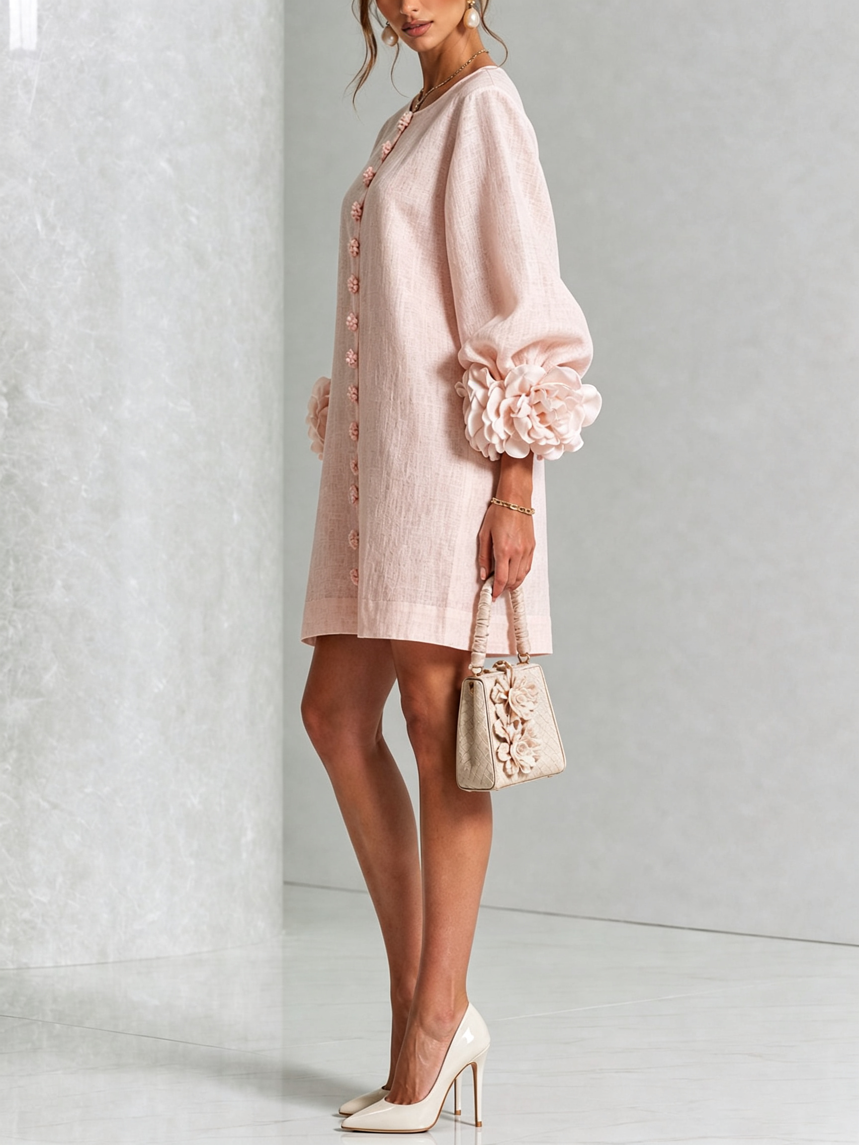 Coral London | Amelia Floral Statement Sleeve Mini Dress