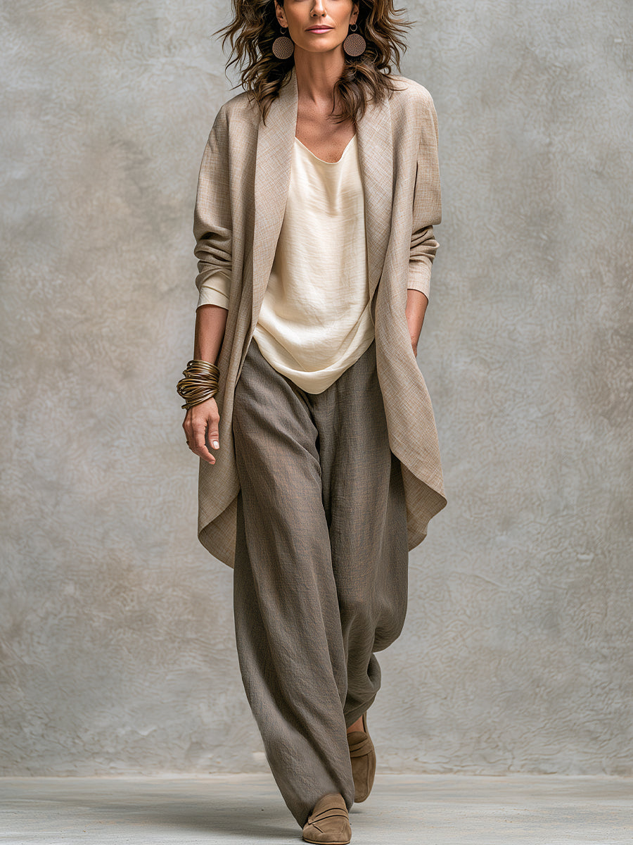 Dune | Draped Open-Front Three-Piece Set