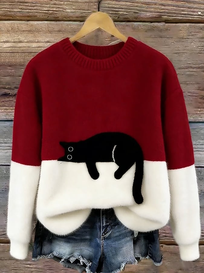 Belinda | Cat Print Oversized Sweater