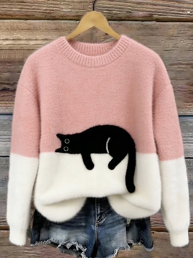 Belinda | Cat Print Oversized Sweater