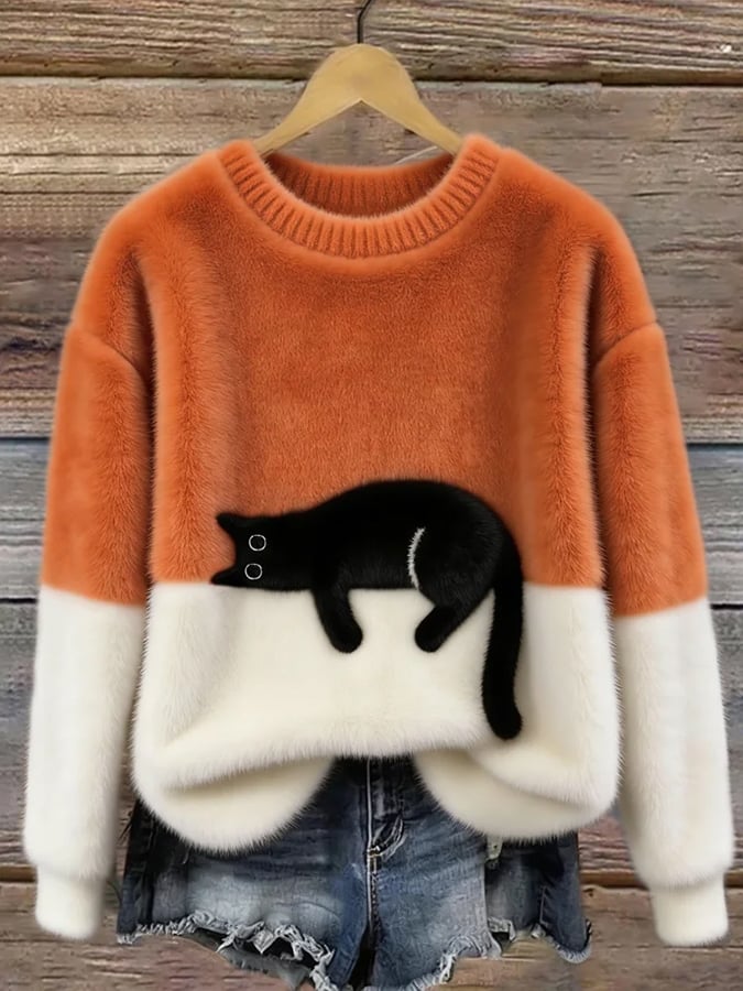 Belinda | Cat Print Oversized Sweater