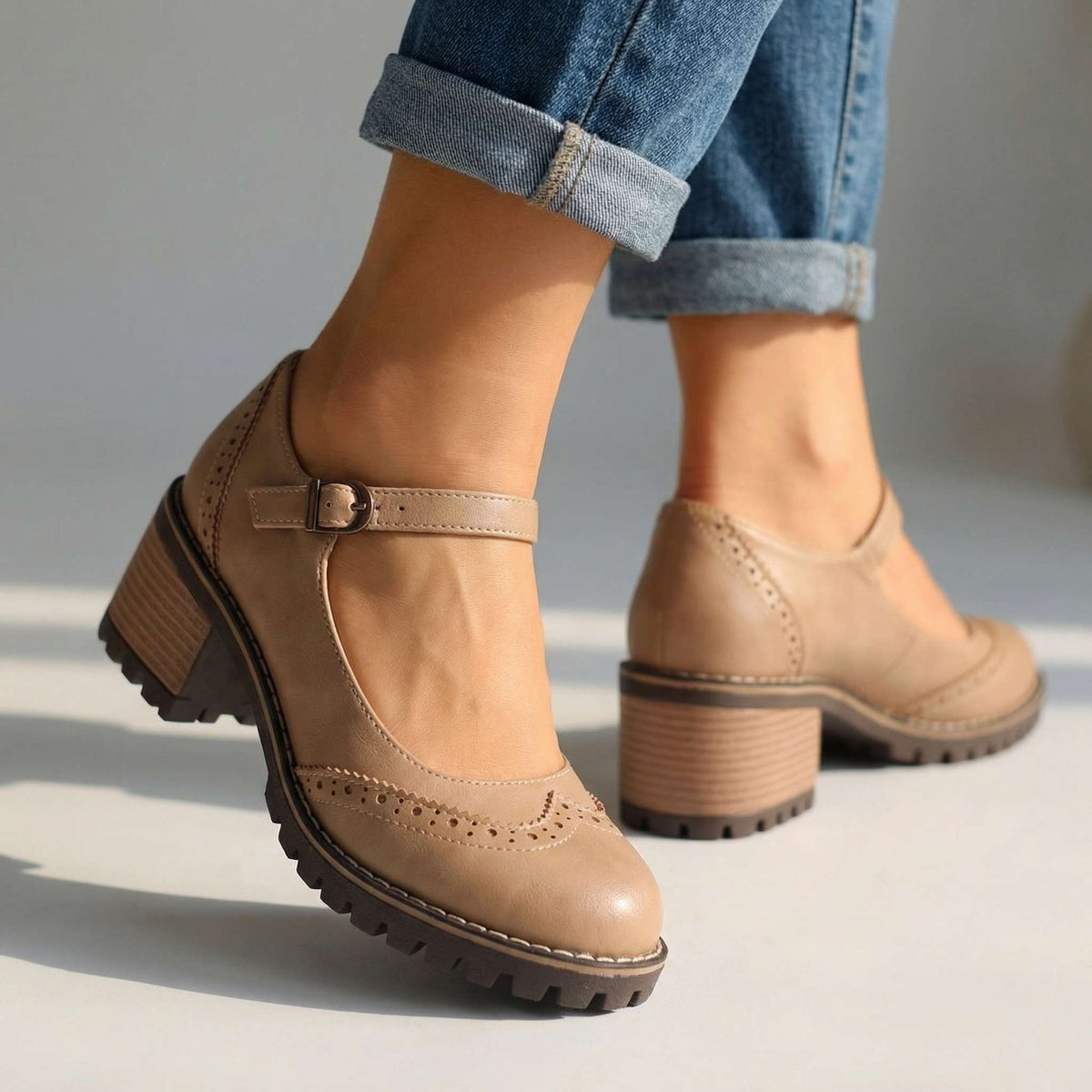 Sandrine | Block-Heel Oxford Flats