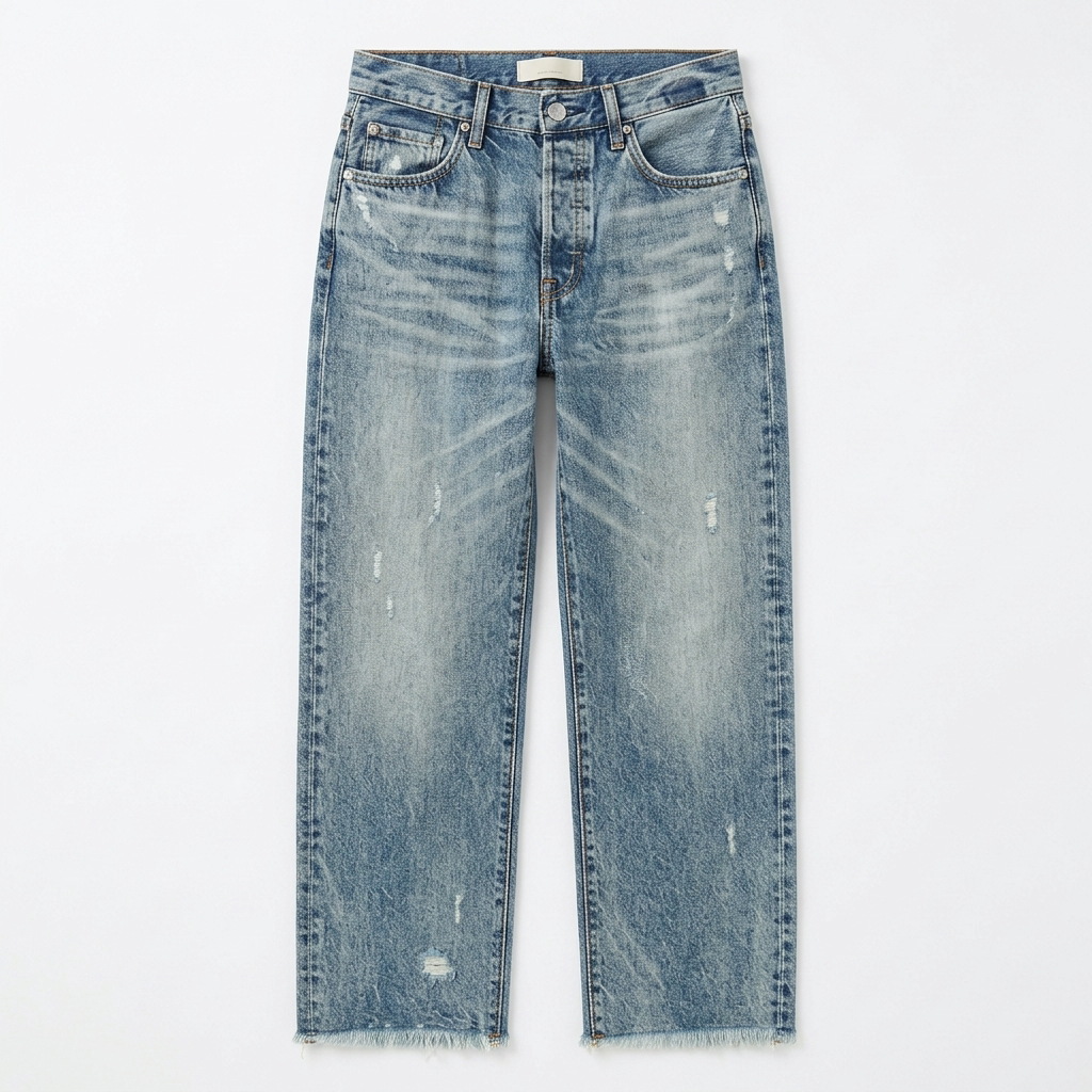Vivara | Women's Retro Fringed Cropped Straight Leg Jeans