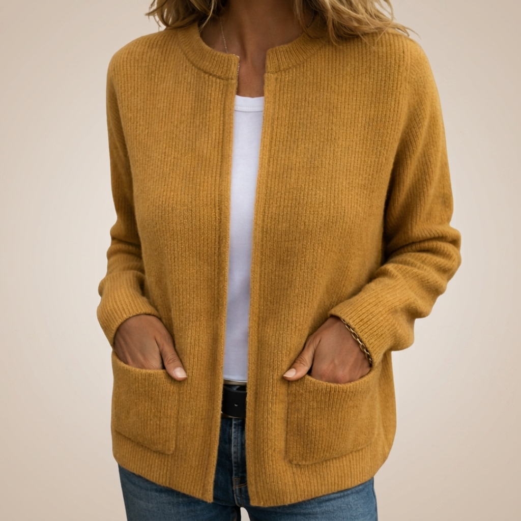 Colette | Warm Knit Zip-Up Cardigan with Pockets