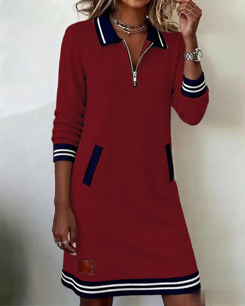 Delia | The Zip-Front Lapel Dress