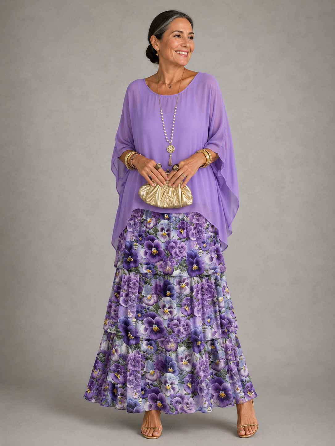 Janet | Tiered Chiffon-Look Maxi Dress