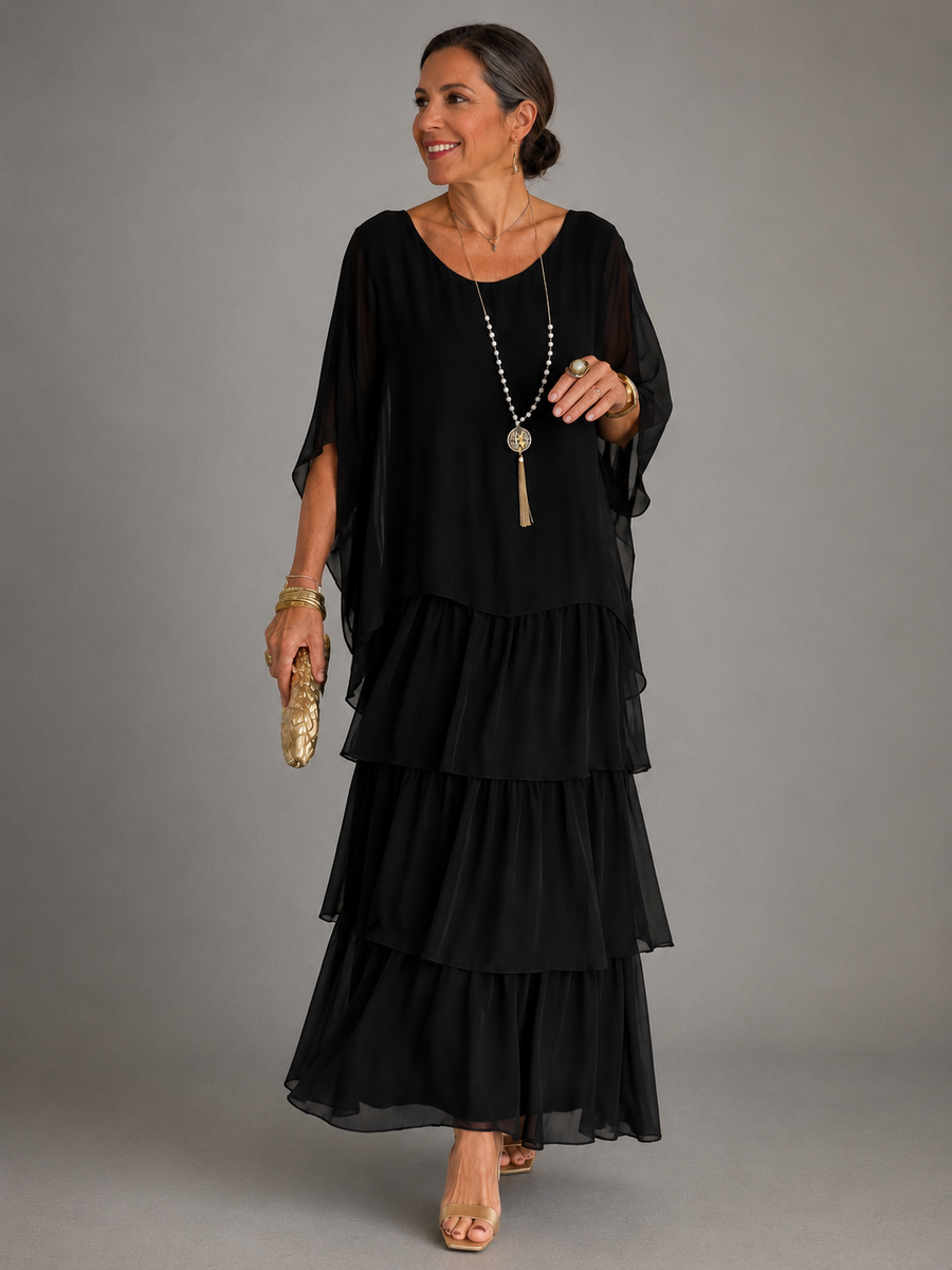 Janet | Tiered Chiffon-Look Maxi Dress