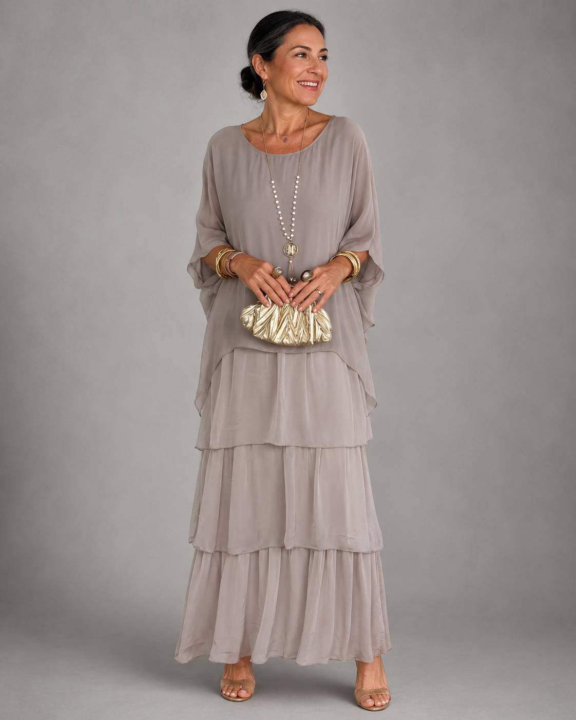 Janet | Tiered Chiffon-Look Maxi Dress
