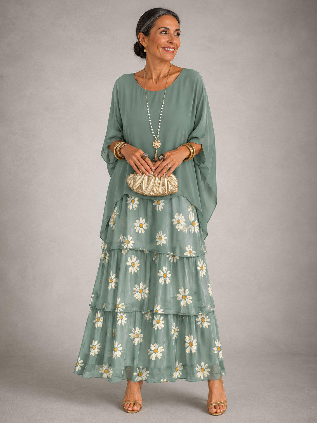 Janet | Tiered Chiffon-Look Maxi Dress