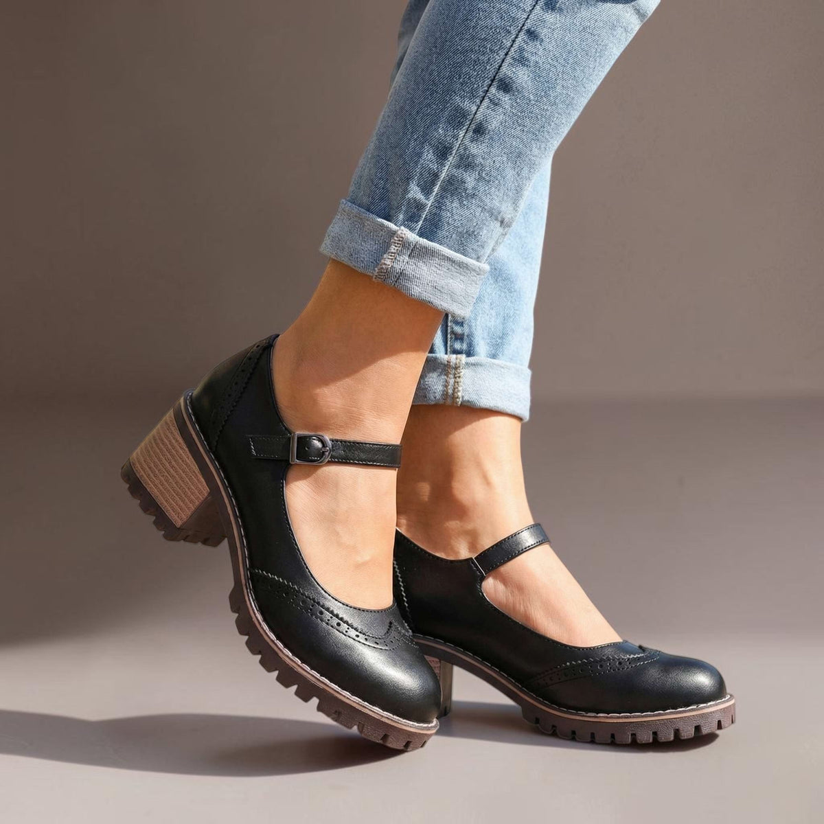 Sandrine | Block-Heel Oxford Flats