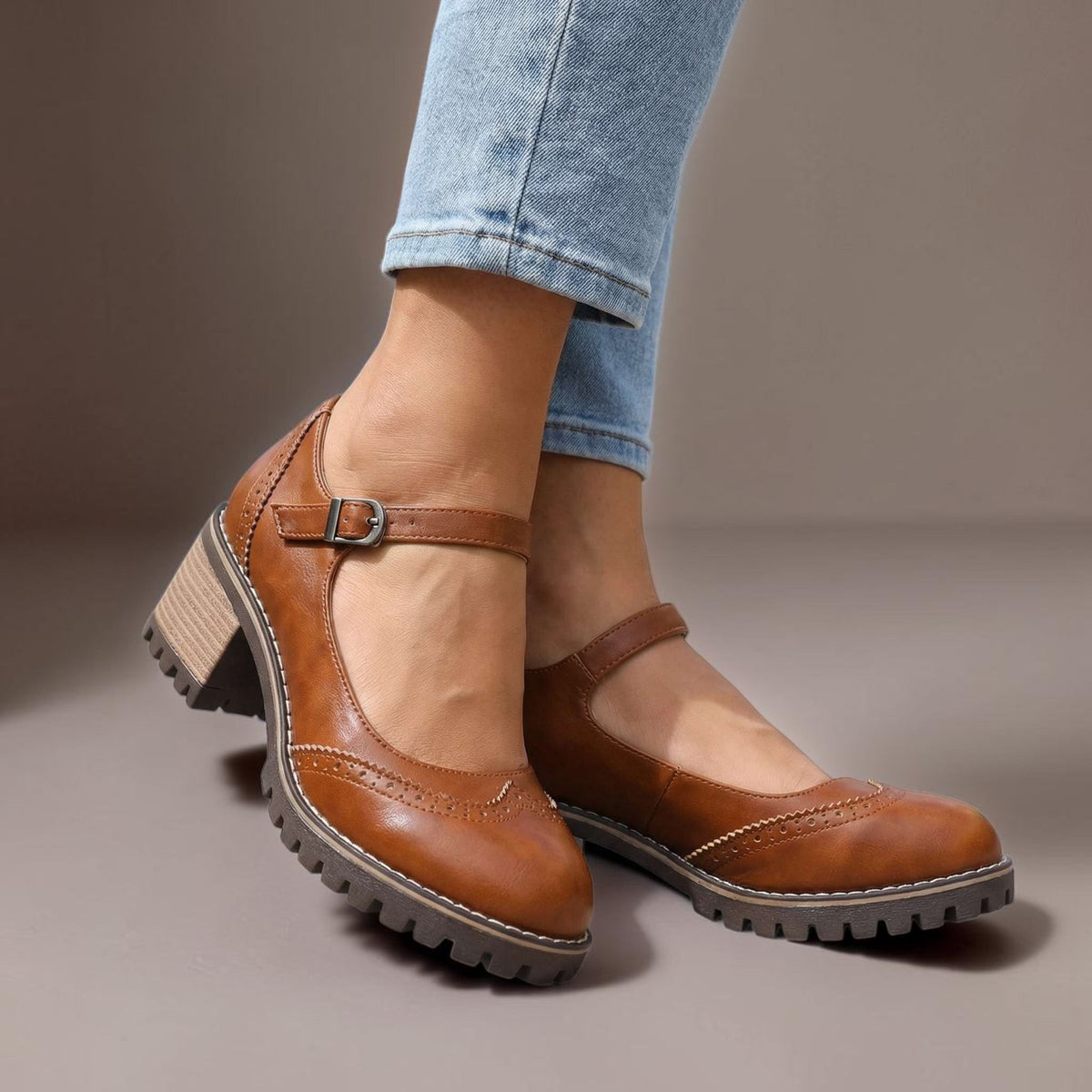 Sandrine | Block-Heel Oxford Flats
