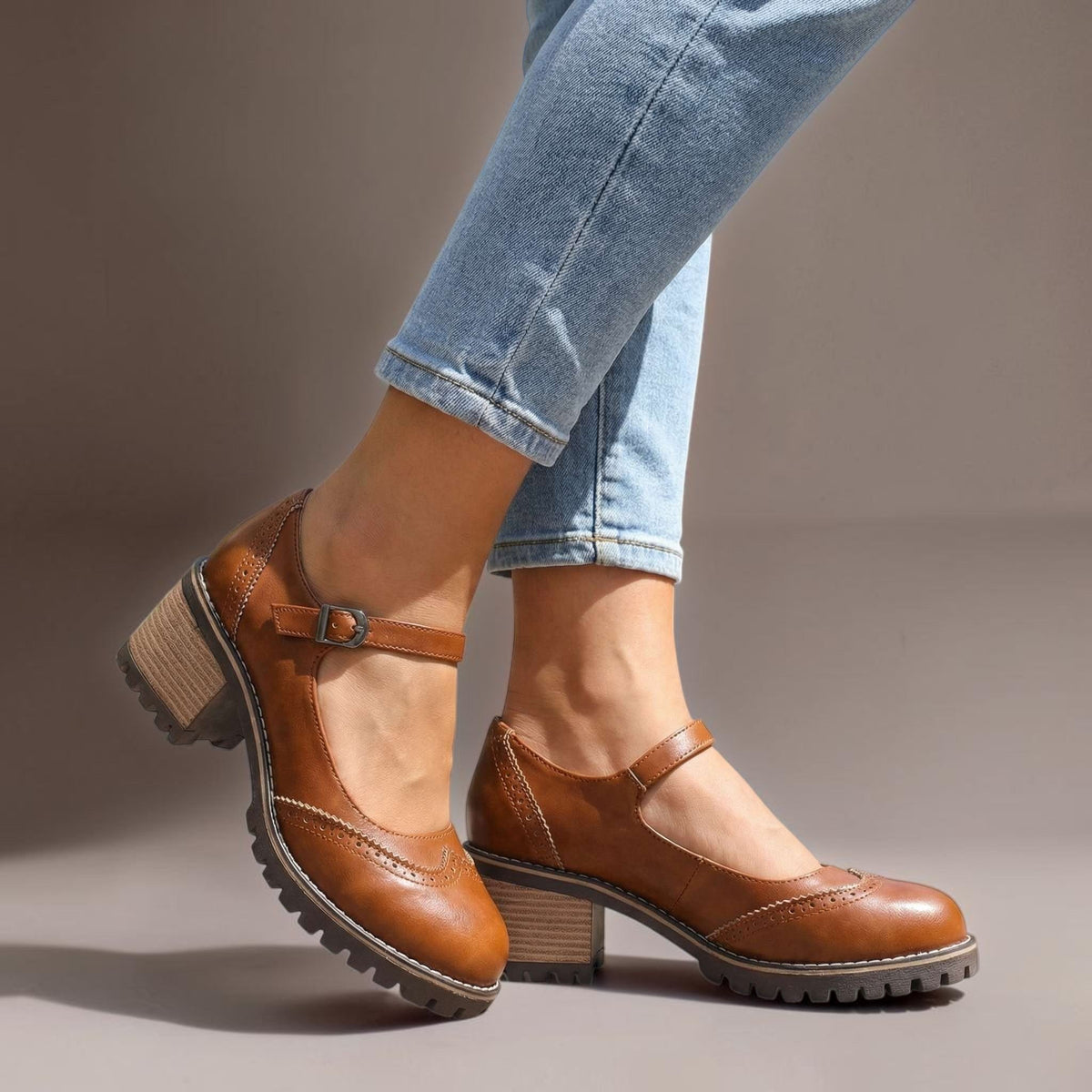 Sandrine | Block-Heel Oxford Flats