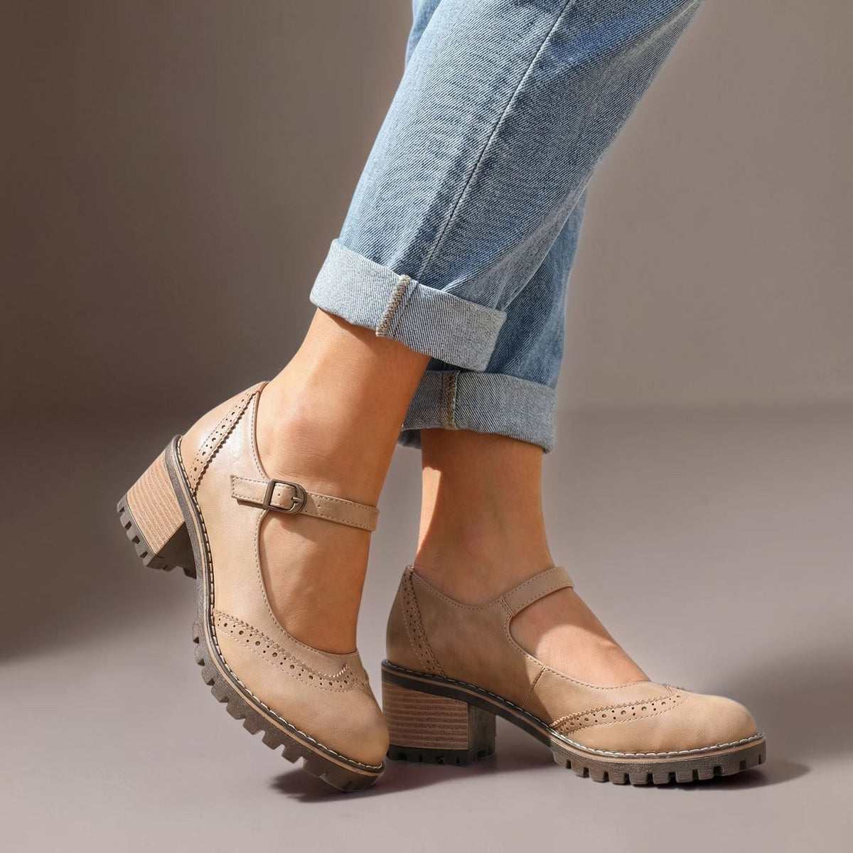 Sandrine | Block-Heel Oxford Flats