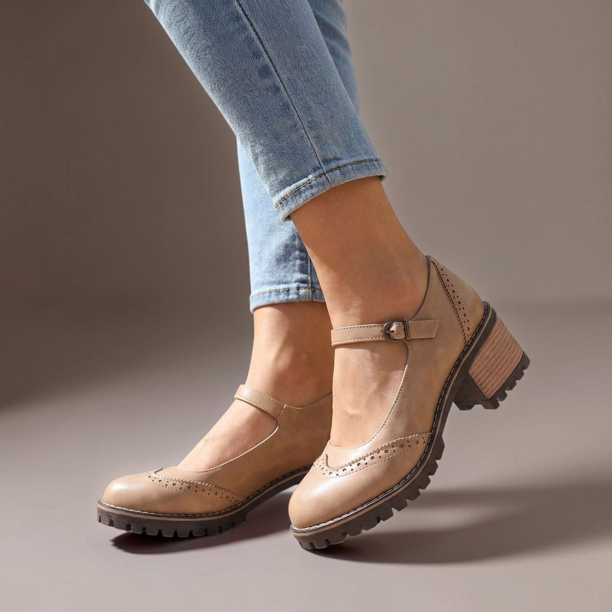 Sandrine | Block-Heel Oxford Flats