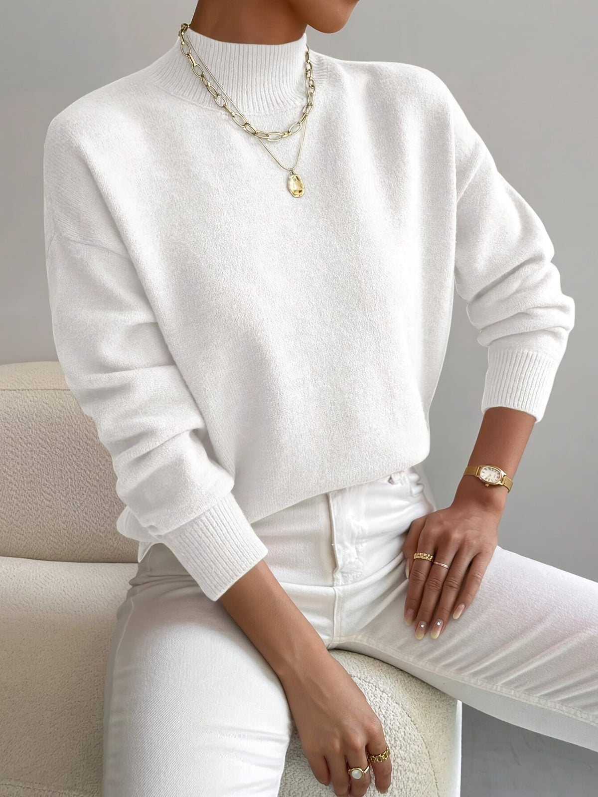 Helena | Knit Sweater with Stand Collar