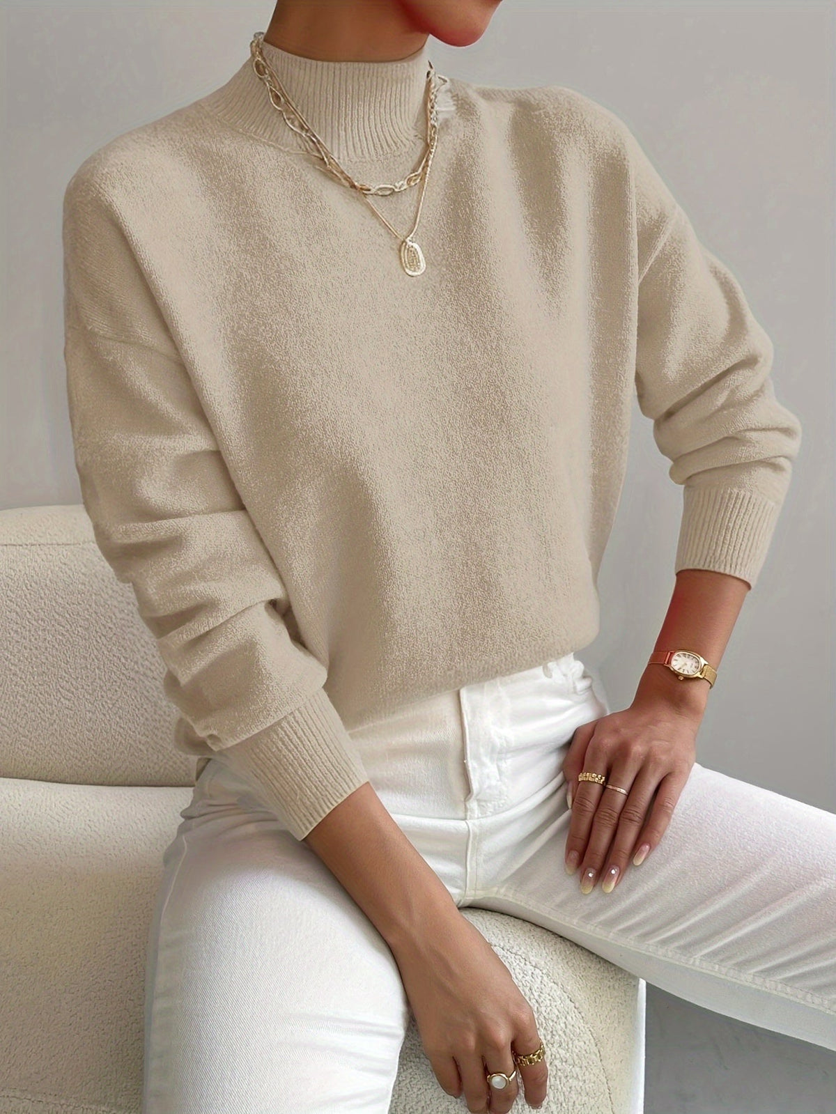 Helena | Knit Sweater with Stand Collar