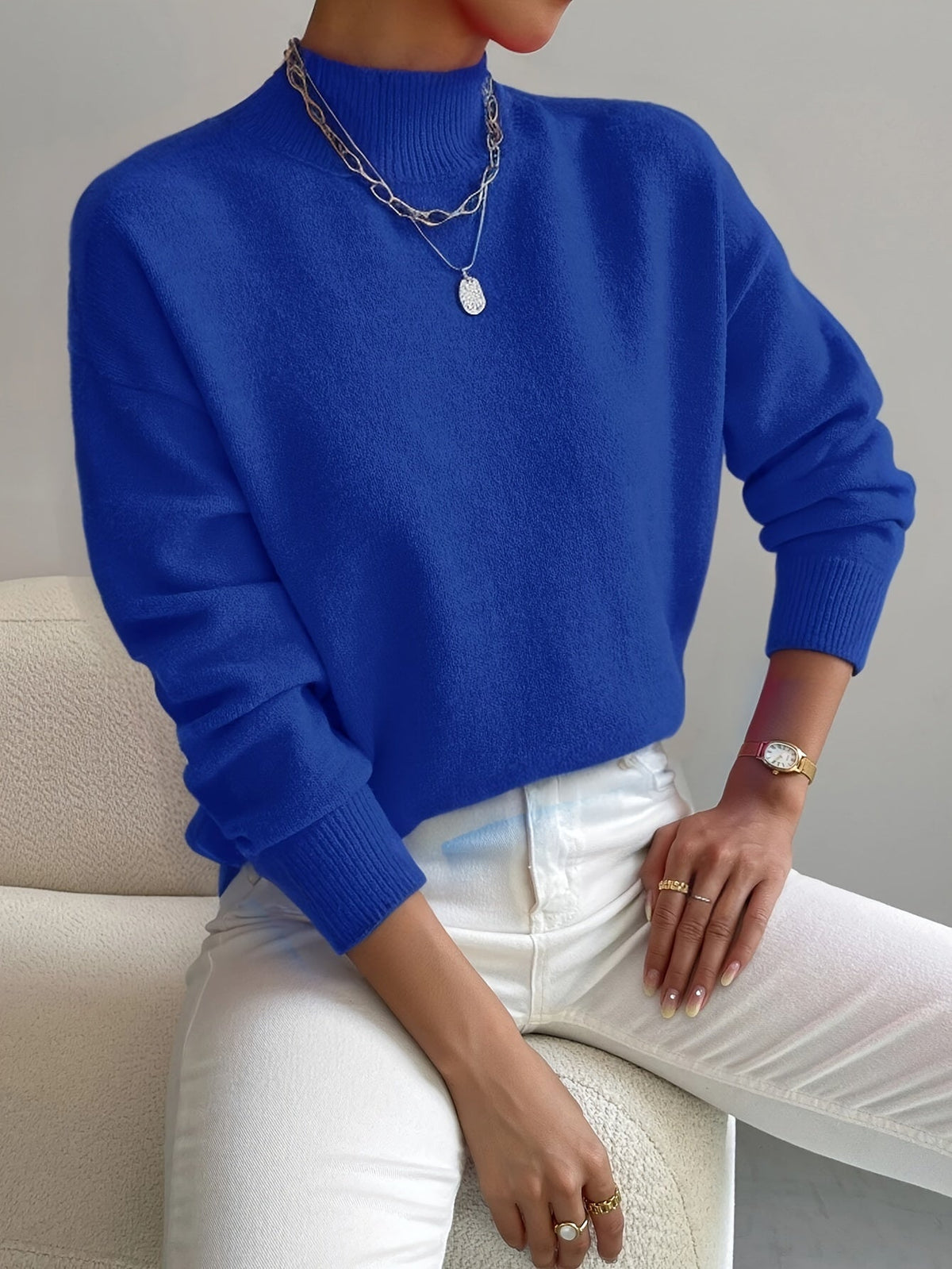 Helena | Knit Sweater with Stand Collar