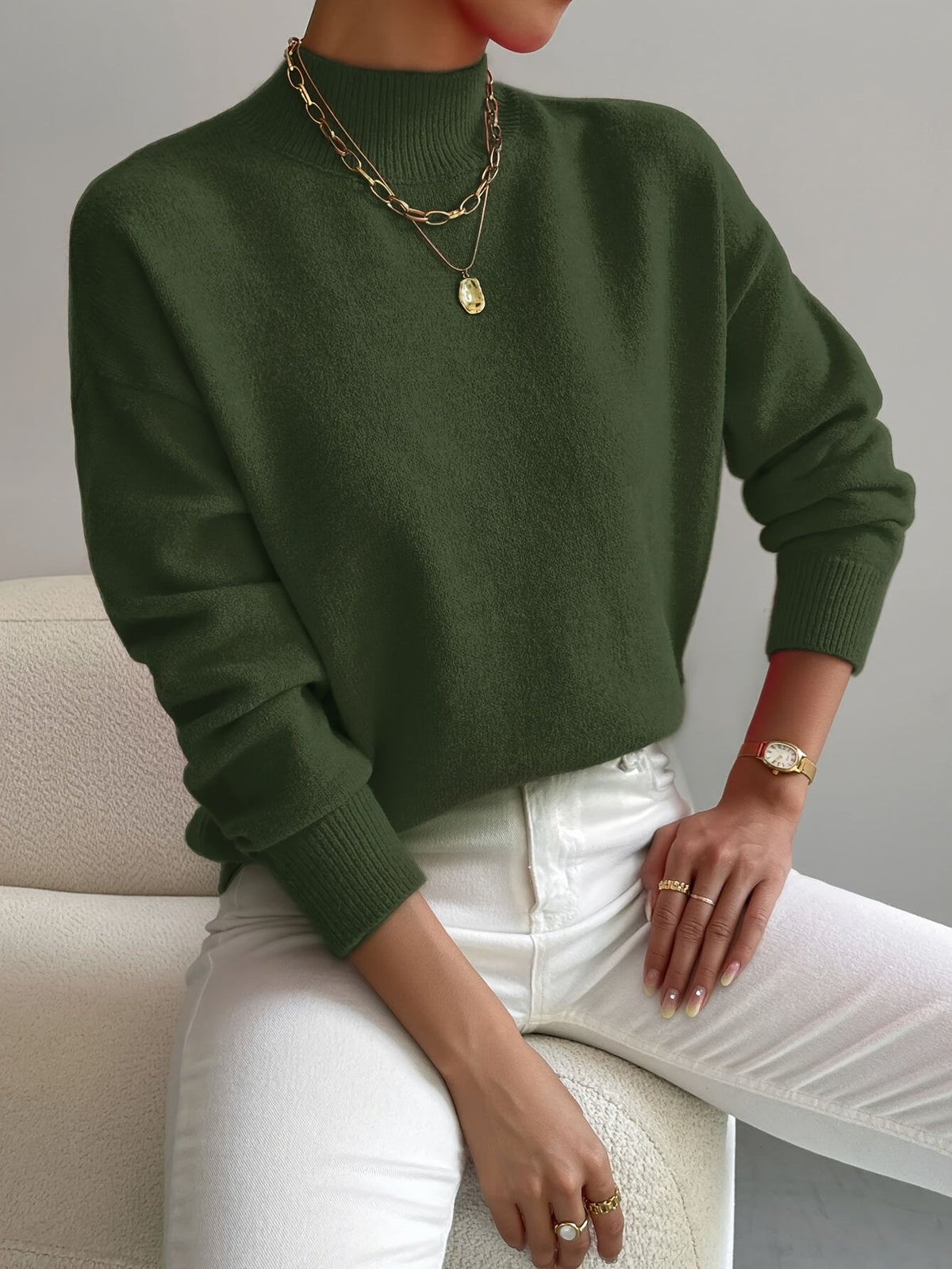 Helena | Knit Sweater with Stand Collar